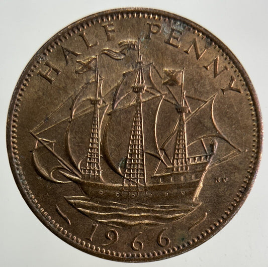1966 Elizabeth II 2nd Half-Penny Coin | Very Fine Grade
