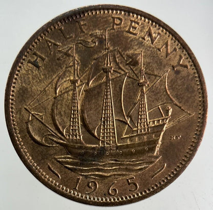 1965 Elizabeth II 2nd Half-Penny Coin | Very Fine Grade