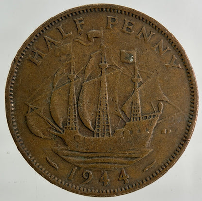 1944 George VI Half-Penny Coin | Collectable Grade
