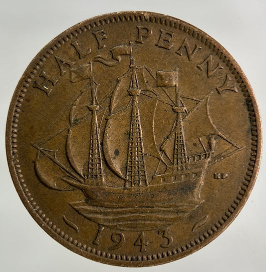 1943 George VI Half-Penny Coin | Fine Collectable Grade
