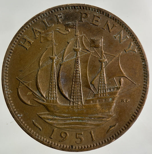 1951 George VI Half-Penny Coin | Fine Collectable Grade