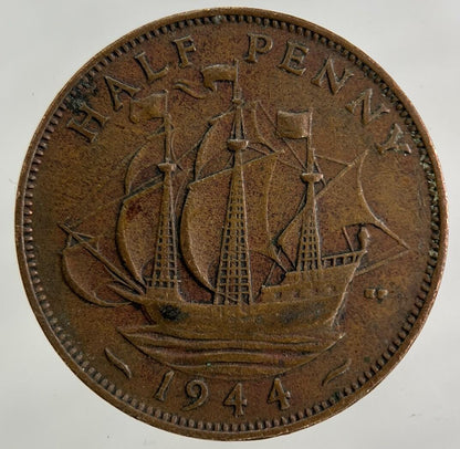 1944 George VI Half-Penny Coin | Fine Collectable Grade