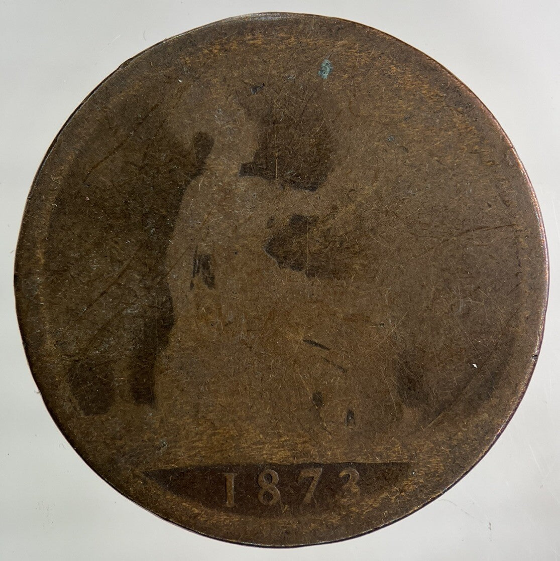 1873 Victoria One Penny Coin | Worn Grade