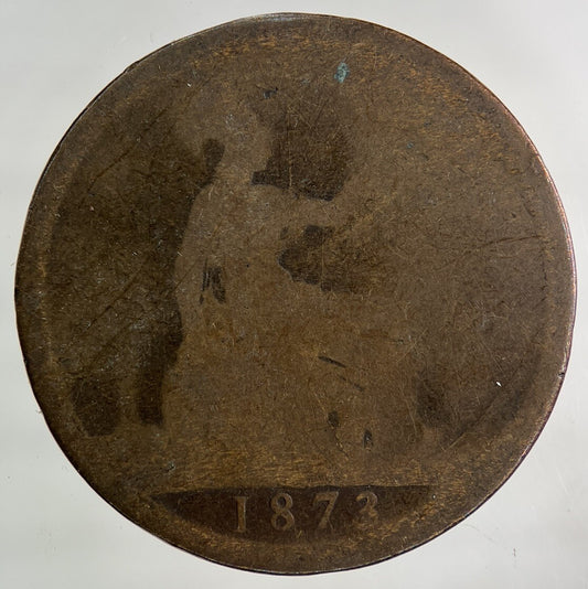 1873 Victoria One Penny Coin | Worn Grade