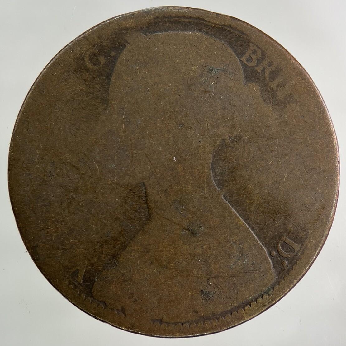 1873 Victoria One Penny Coin | Worn Grade