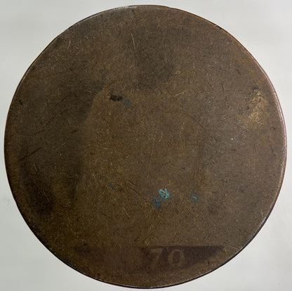 1870 Victoria One Penny Coin | Worn Grade