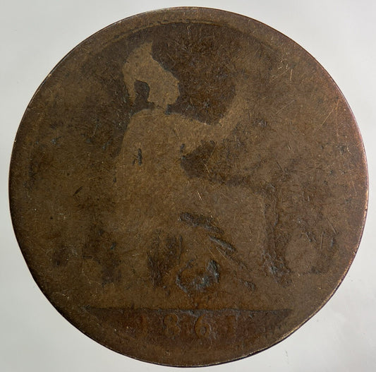 1861 Victoria One Penny Coin | Worn Grade