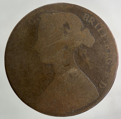 1861 Victoria One Penny Coin | Worn Grade