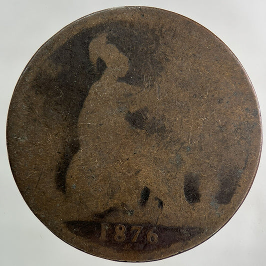 1876-H Victoria One Penny Coin | Worn Grade