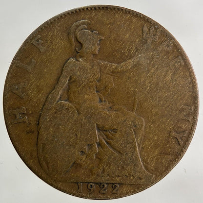 1922 George V Half-Penny Coin | Fair Grade
