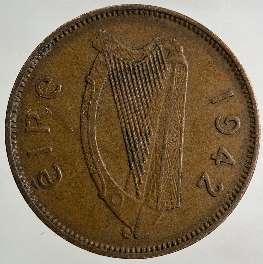 1942 Irish Half-Penny Coin | Fine Collectable Grade