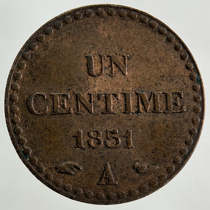 1851 France Un 1 Centime A Coin | Very High Grade