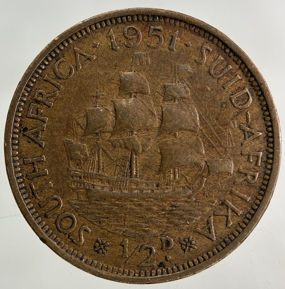 1951 South Africa Half-Penny Coin | Fine Collectable Grade
