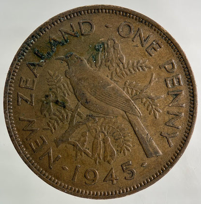 1945 New Zealand One Penny Coin | Fine Collectable Grade