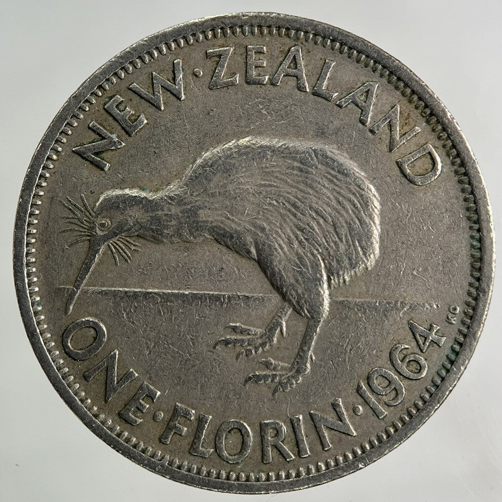 1964 New Zealand One Florin Coin | Fine Collectable Grade