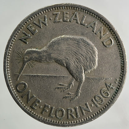 1964 New Zealand One Florin Coin | Fine Collectable Grade