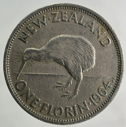 1964 New Zealand One Florin Coin | Fine Collectable Grade