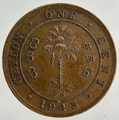 1943 Ceylon 1 Cent Coin | Very High Grade