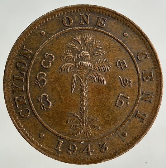 1943 Ceylon 1 Cent Coin | Very High Grade