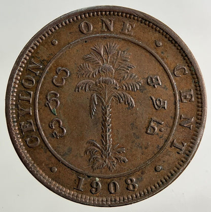 1908 Ceylon 1 Cent Coin | Very High Grade
