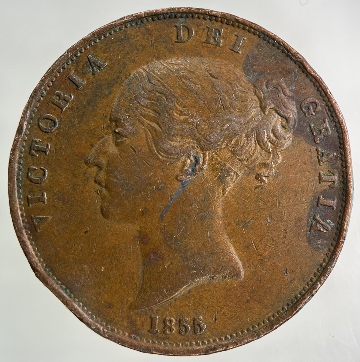 1855 Victoria One Penny Coin | Very High Grade