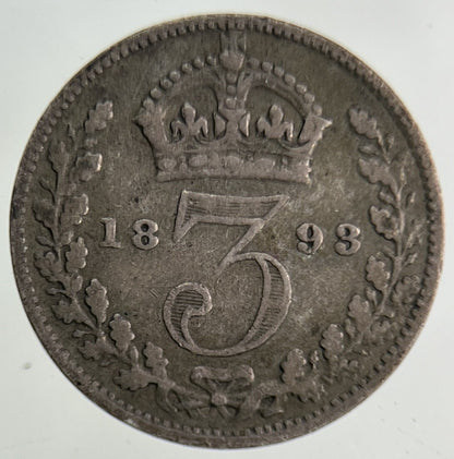 1893 Victoria Threepence Silver Coin | Fine Collectable Grade
