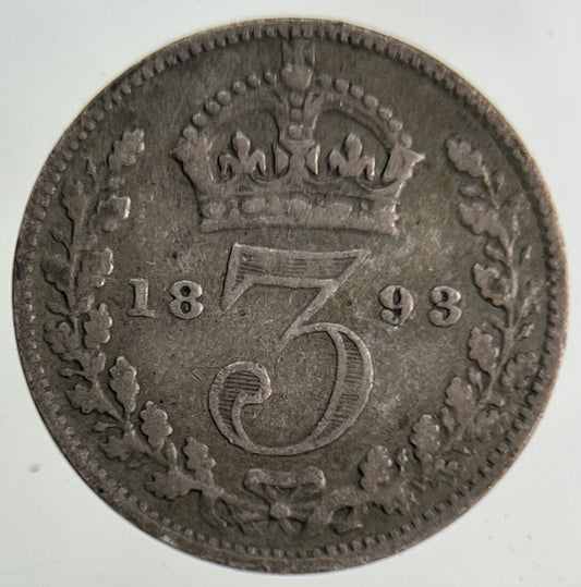 1893 Victoria Threepence Silver Coin | Fine Collectable Grade