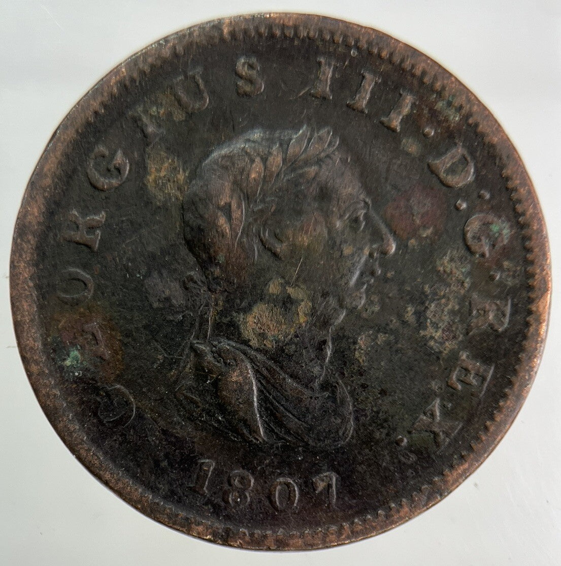 1807 George III 3rd Half-Penny Coin | Very High Grade