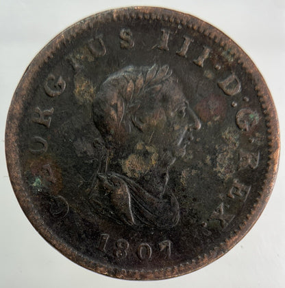 1807 George III 3rd Half-Penny Coin | Very High Grade