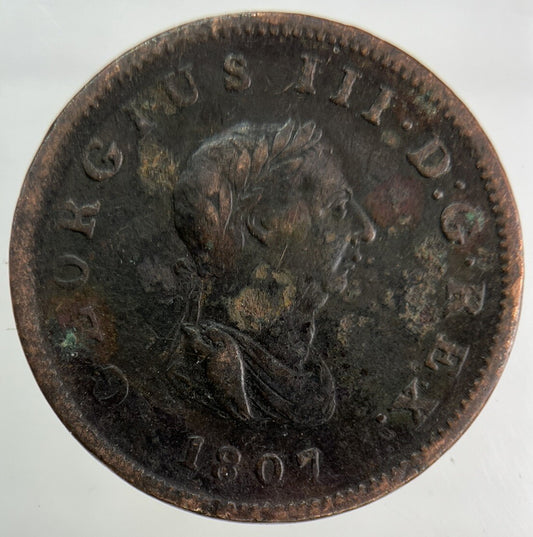 1807 George III 3rd Half-Penny Coin | Very High Grade