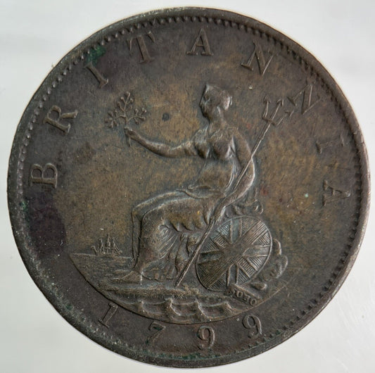 1799 George III 3rd Half-Penny Coin | Very High Grade