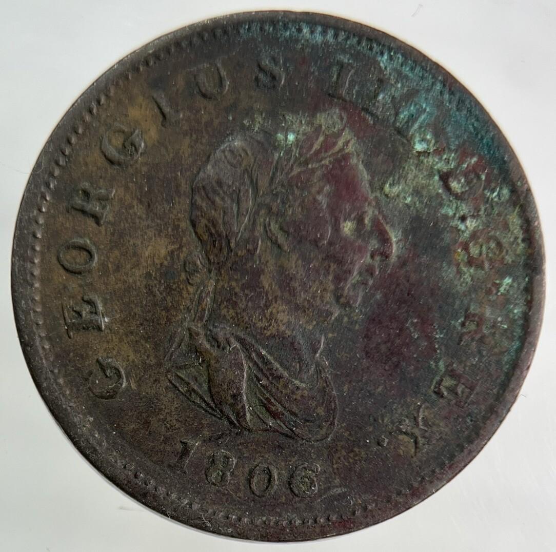 1806 George III 3rd Half-Penny Coin | Very High Grade