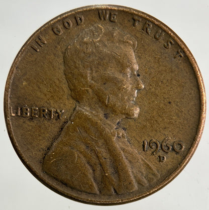 1960-D US USA Lincoln One Cent Coin | Fine Collectable Grade