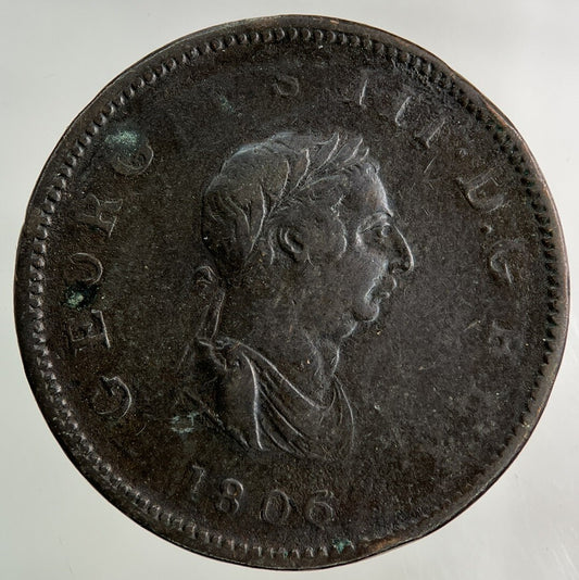 1806 George III 3rd Half-Penny Coin | Fine Collectable Grade