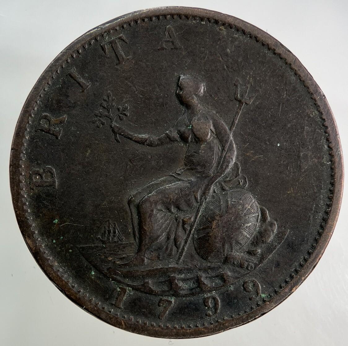 1799 George III 3rd Half-Penny Coin | Fine Collectable Grade