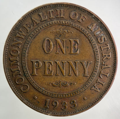 1933 Australia One Penny Coin | Fine Collectable Grade
