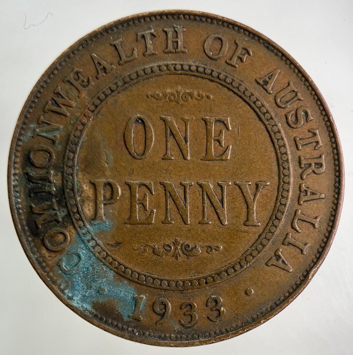 1933 Australia One Penny Coin | Fine Collectable Grade