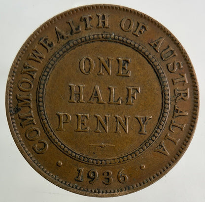 1936 Australia Half-Penny Coin | Fine Collectable Grade