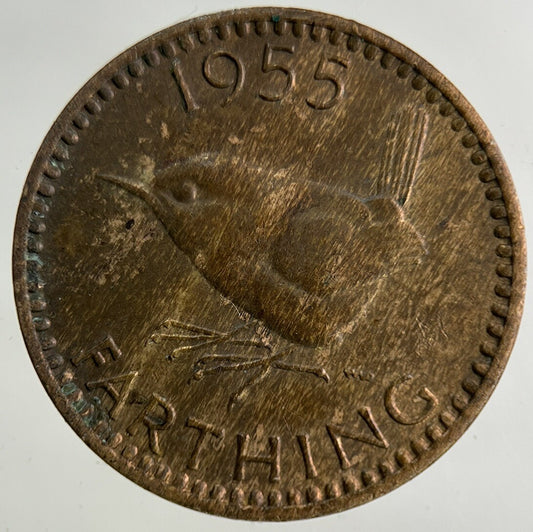 1955 Elizabeth II 2nd Wren Farthing Coin | Fine Collectable Grade