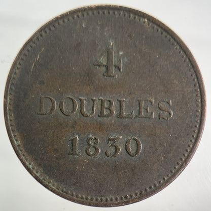 1830 Guernsey 4 Doubles Coin | Fine Collectable Grade