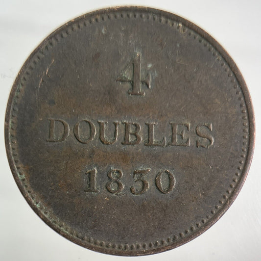 1830 Guernsey 4 Doubles Coin | Fine Collectable Grade