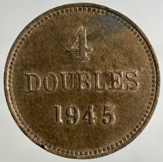 1945 Guernsey 4 Doubles Coin | Fine Collectable Grade