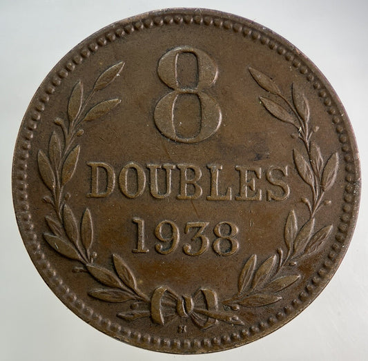 1938 Guernsey 8 Doubles Coin | Fine Collectable Grade