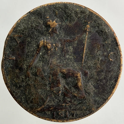 1917 George V Farthing Coin | Worn Grade