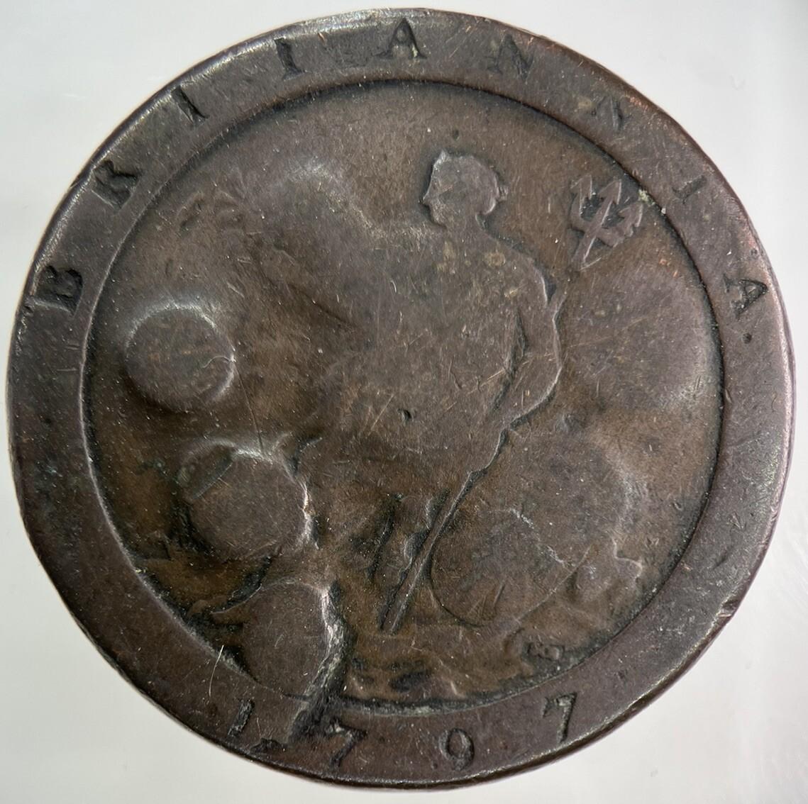 1797 George III 3rd Stamped Cartwheel One Penny Coin | Fair Grade