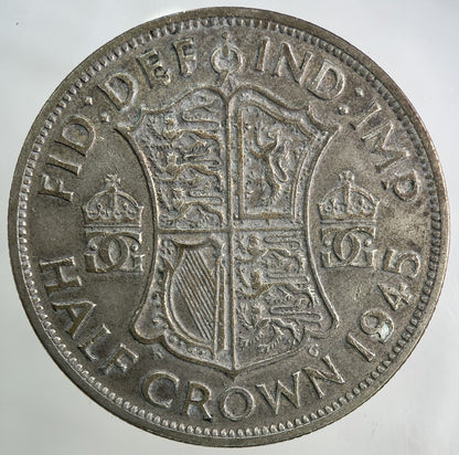 1945 George VI Half-Crown Silver Coin | Fine Collectable Grade