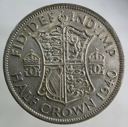 1940 George VI Half-Crown Silver Coin | Fine Collectable Grade