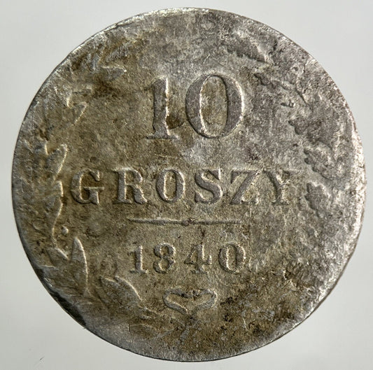 1840 Poland 10 Groszy Groschen Silver Coin | Collectable Grade
