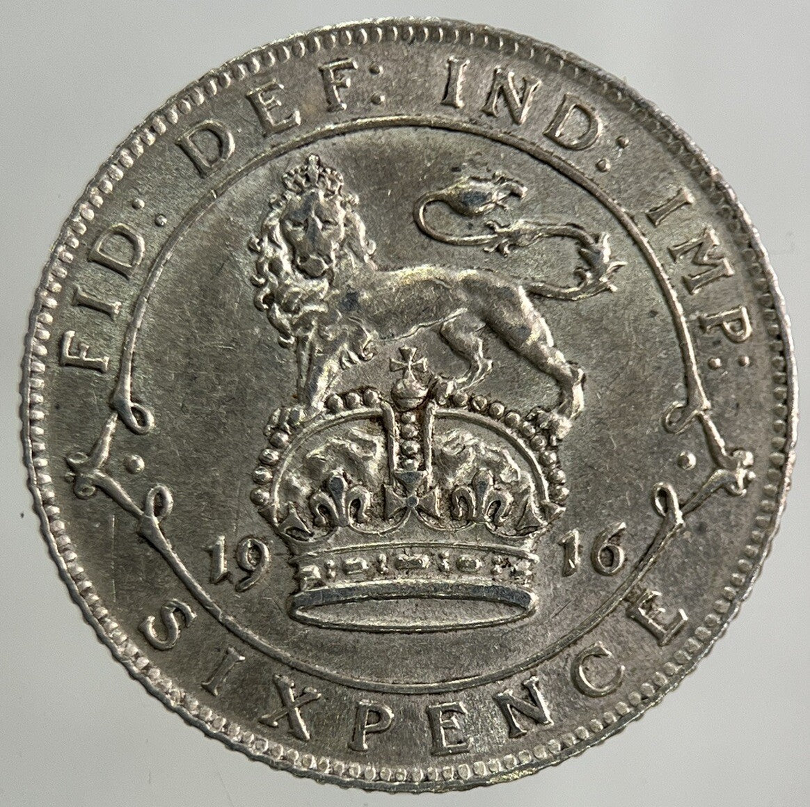 1916 George V Sixpence Silver Coin | Very High Grade