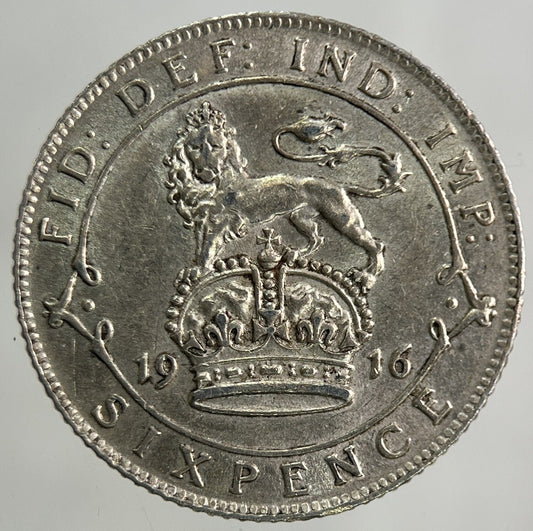 1916 George V Sixpence Silver Coin | Very High Grade